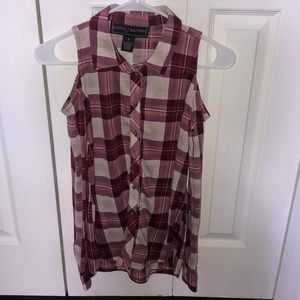 Plaid Off Shoulder Longsleeve